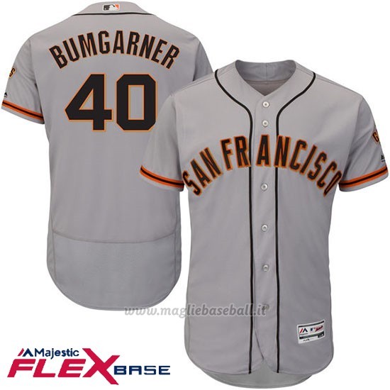 Maglia Baseball Uomo San Francisco Giants Madison Bumgarner Majestic Autentico Collezione Flex Base Grigio
